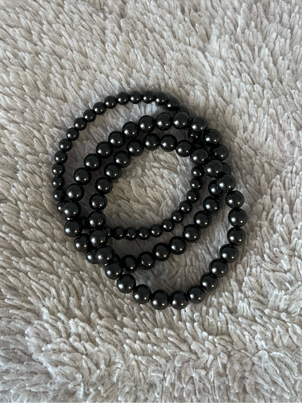Stretch black pearl bracelet set